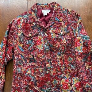 Coldwater creek   Multicolor Red Paisley Button-Up jacket
